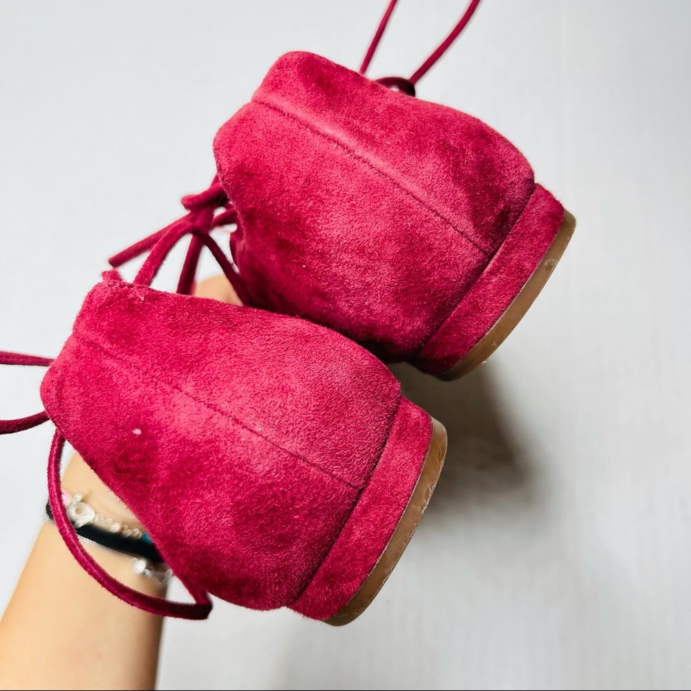 DIANE VON FURSTENBERG lace up ballet flats in wine - Picture 4 of 8